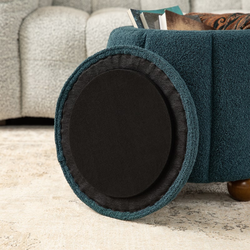 Glitzhome 19"H Boucle Upholstered Storage Ottoman Stool with Rubberwood Feet