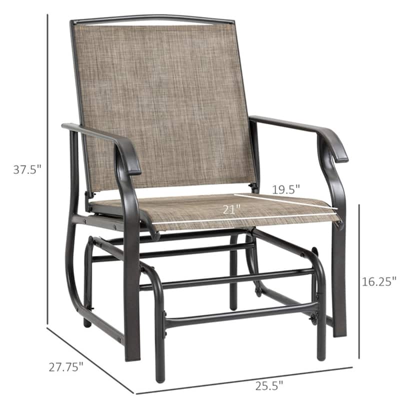 Two-Piece Outdoor Glider Chair Set with Breathable Mesh Seats and Smooth Gliding Frame - 25.5" W x 27.75" D x 36.25" H