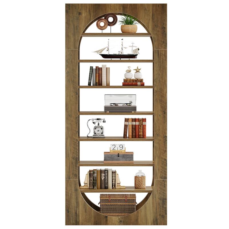 8-Tier Bookshelf with Storage, Wooden Bookcase for Living Room, Bedroom, Office, Library
