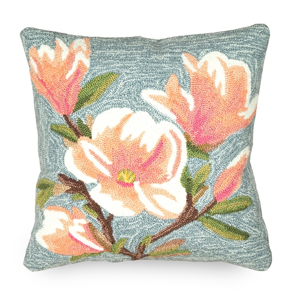 Liora Manne Magnolia Indoor Outdoor Pillow Chambray 18