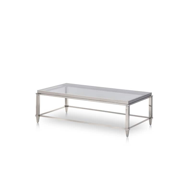 Modrest Alwin Modern Glass & Stainless Steel Coffee Table