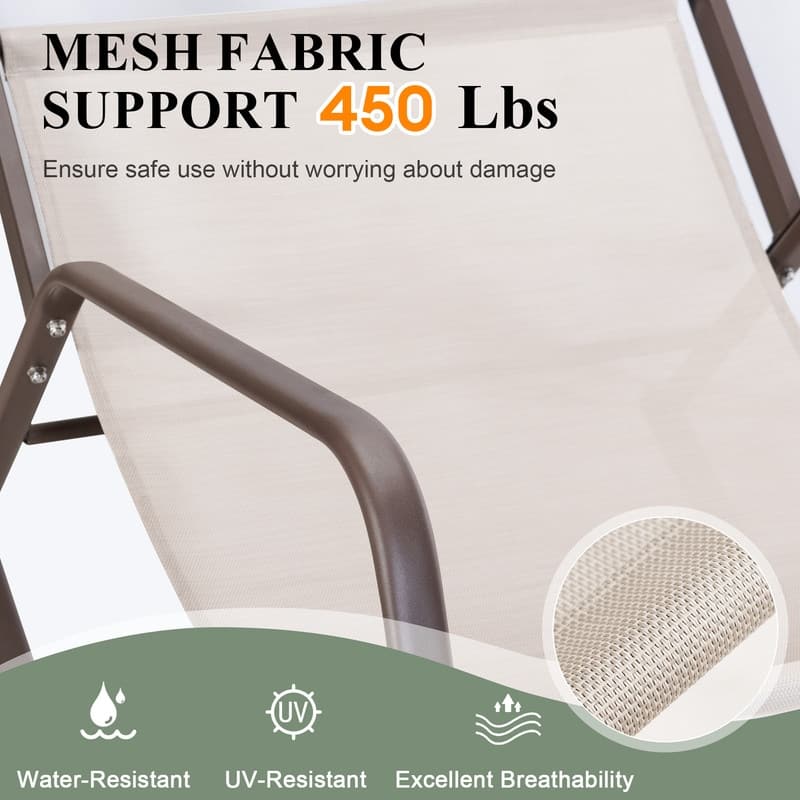 Oversized Indoor Outdoor Papasan Rocking Chair with Cushion, Metal Lounge Rocker Recliner, Heavy Duty 450 lbs Capacity