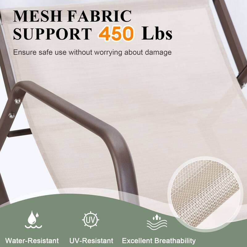 Oversized Outdoor Papasan Rocking Lounge Chair with Thick Cushion, Heavy-Duty Metal Patio Rocker Recliner, 450 lbs Capacity