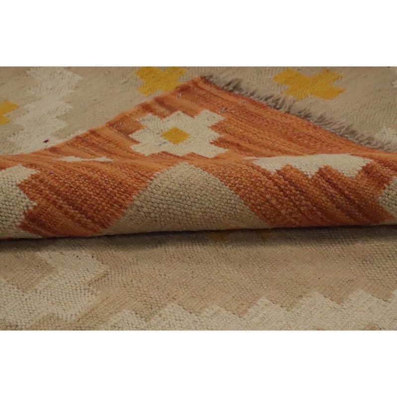 Hand Woven Oriental 100% Wool Carpet Southwestern Tribal Brown Kilim Area Rug - 6' 7'' X 4' 9''
