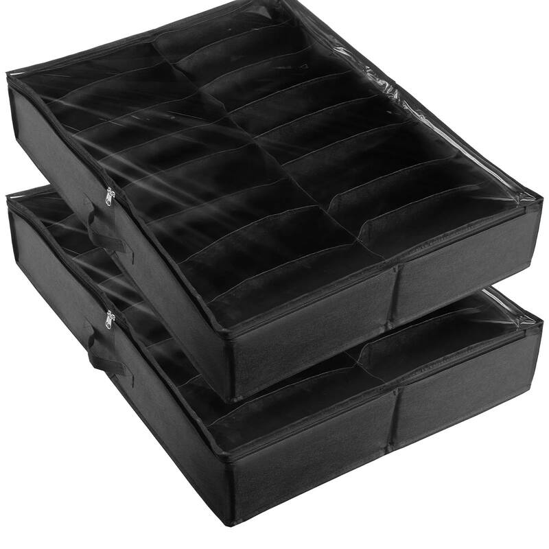 Under Bed Shoe Storage Organizer Set of 2 with 32 Compartments - 31.5 x 23.6 x 5.9 in