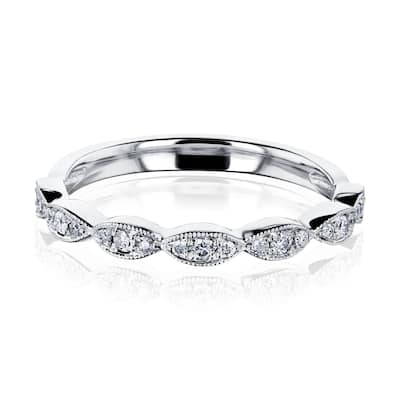 Kobelli 0.2 Carats Natural Diamond 10k Solid White Gold Floral Spring Band