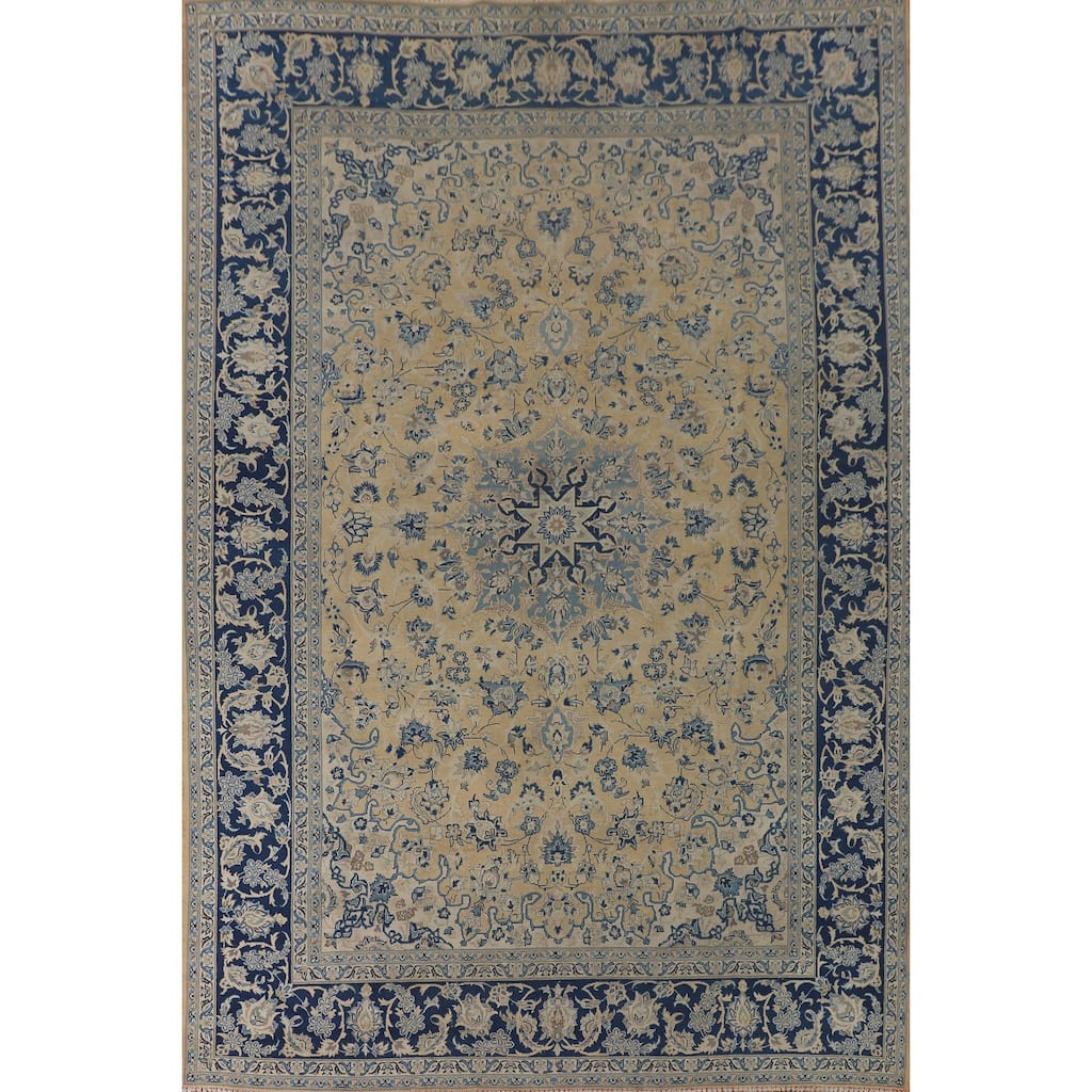 Distressed Najafabad Persian Vintage Rug Handmade Wool Carpet - 9'6"x 12'6"