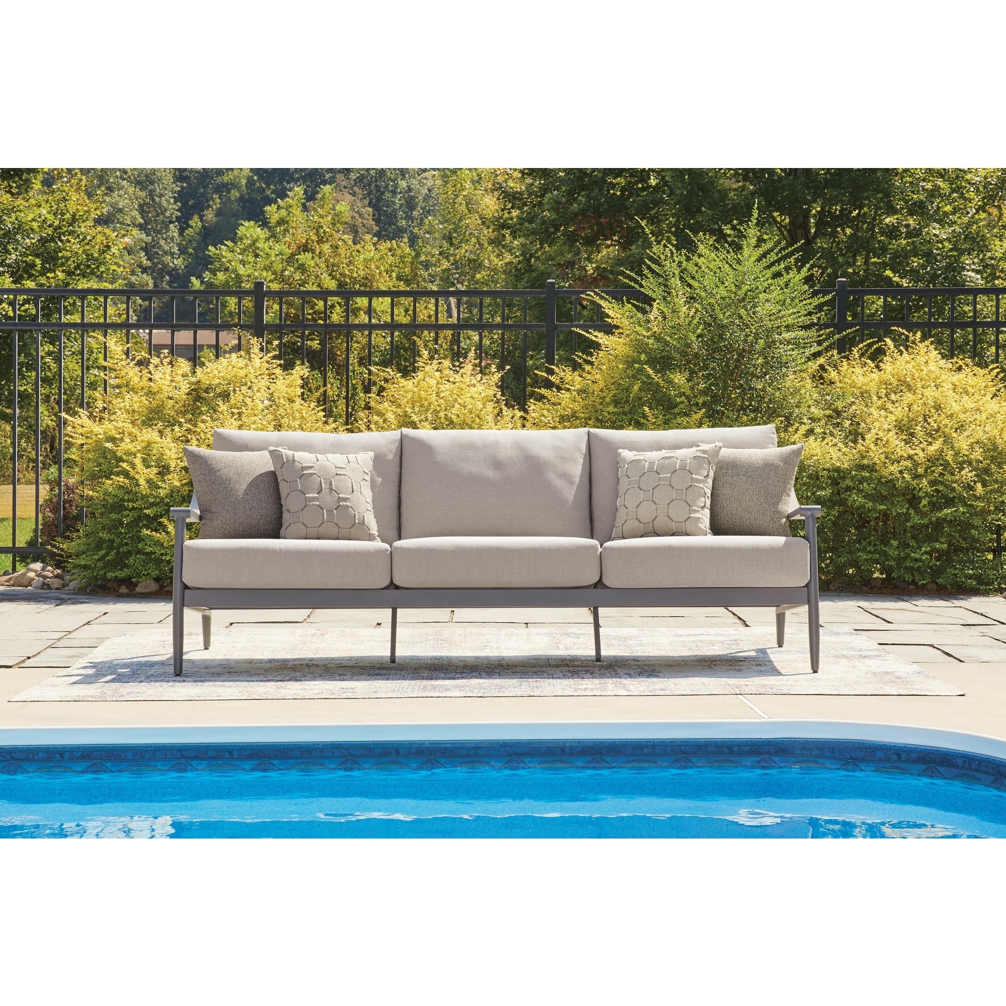 Signature Design by Ashley North Island Gray Outdoor Sofa with Cushion