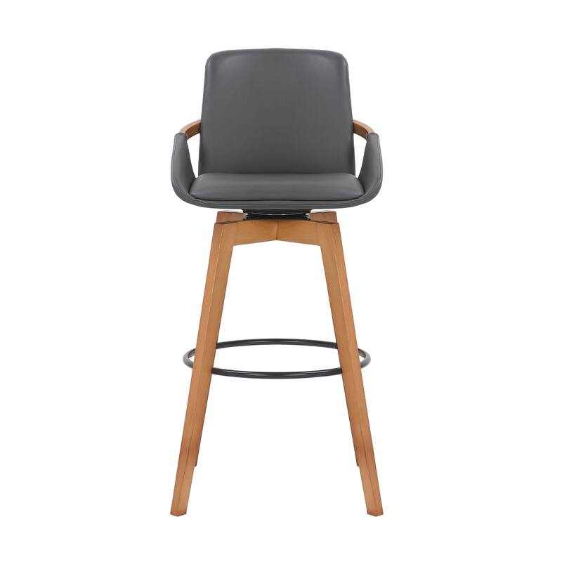 Fabric Swivel Bar Stool with Arms, Full Back and Iron Footrest Frame