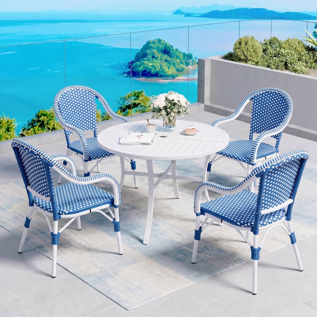 Christopher Knight Home - CaféBreeze Outdoor PE Wicker Dining Armchair with Aluminum Frame
