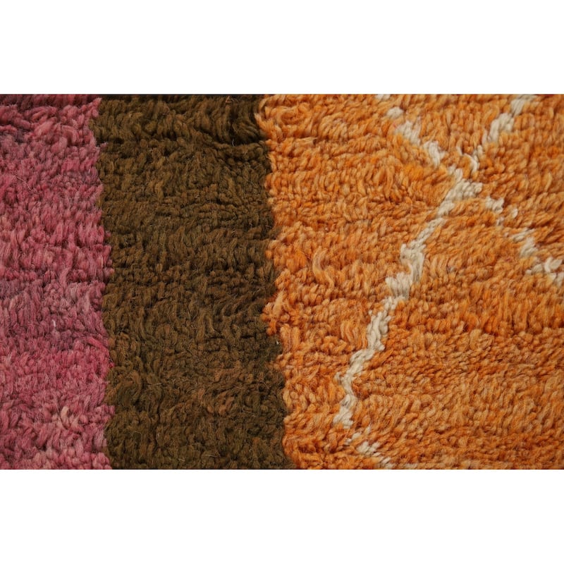 Pink Moroccan Oriental Area Rug Handmade Wool Carpet - 5'10" x 9'8"