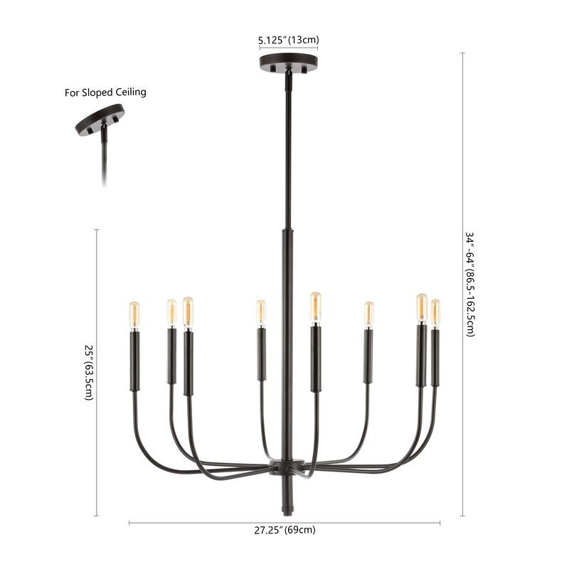 Collier 27.25" 8-Light Modern Mid-Century Iron LED Chandelier, by JONATHAN Y