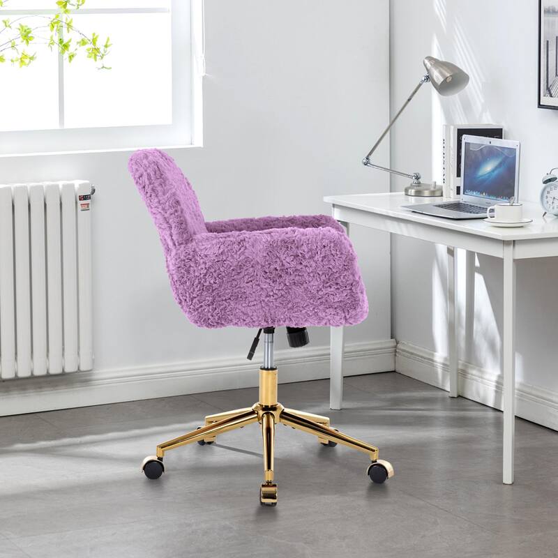 Upholstered Office Chair with Adjustable 360 Swivel Golden Base