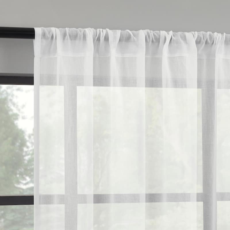 Indigo Road by Egypt Sherrod Nahla Cotton Sheer Rod Pocket 1-Piece Curtain Panel, Single Panel - 50" x 96" - White