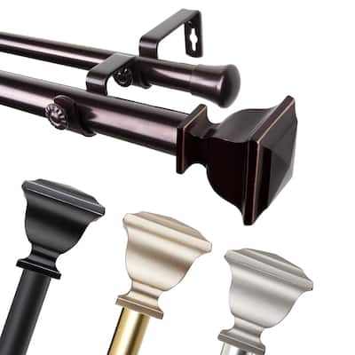 InStyleDesign Jayde 1 inch Diameter Adjustable Double Curtain Rod