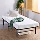 preview thumbnail 8 of 7, Black Steel Bed Frame with Wicker Wood Slats, 14inch Height, Center Support Legs, Box Spring-Free Platform Design