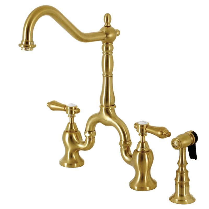 Kingston Brass Heirloom Bridge Kitchen Faucets with Brass Sprayer