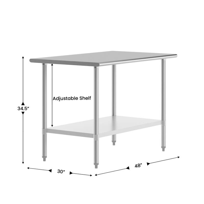 Stainless Steel 18 Gauge Work Table with Undershelf