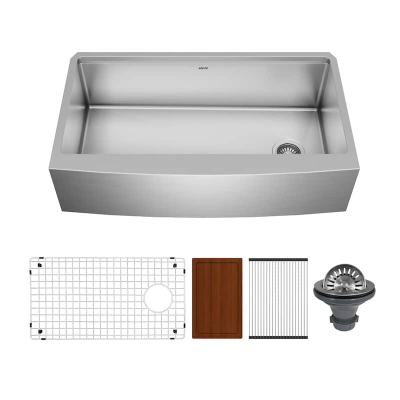 Karran Elite WSA-46-PK1 Apron Front Farmhouse 36" Single Bowl Stainless Steel Workstation Sink