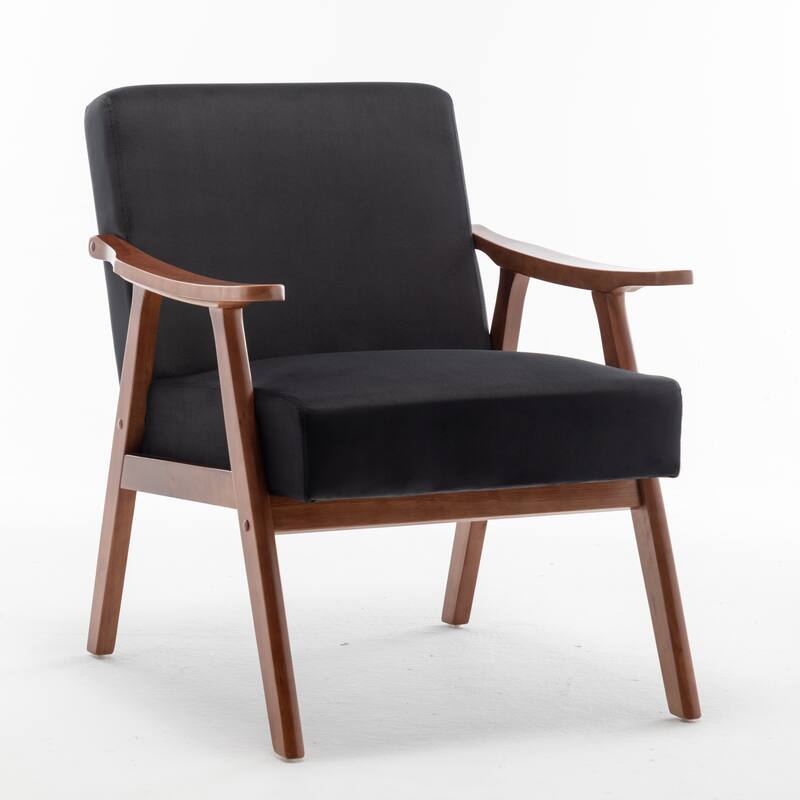 Mid-Century Modern Chair, Living Room Chair with Solid Wood Frame, Accent Chair Extra-Thick Backrest, Wingback Chair