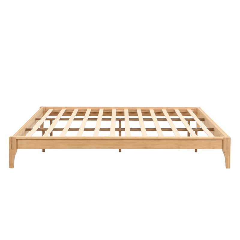 12 Inch Solid Dry Bamboo Wood Platform Bed Frame, with Wood Slat Support