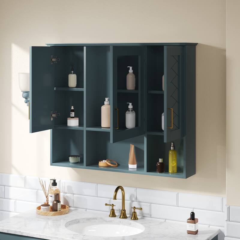 Roomfitters 35 Inch 2-in-1 Wall Mount Medicine Cabinet, Mirror Storage with Adjustable Shelves & Soft Close