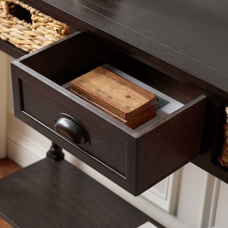 SAFAVIEH Evalena Distressed Black Console Storage Table - 44.5" x 13.4" x 31.5" - 45"W x 13"D x 32"H