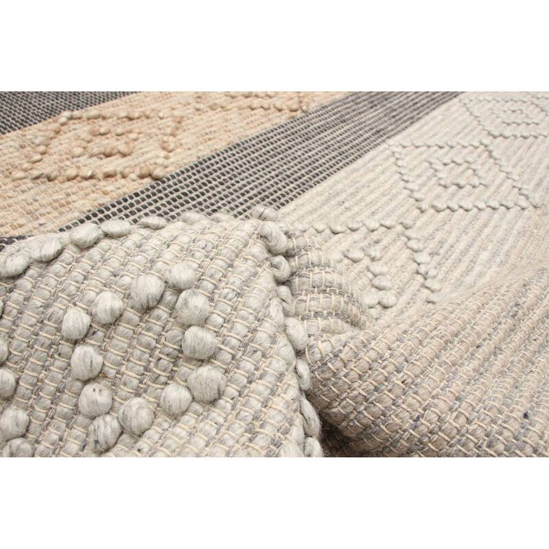 ECARPETGALLERY Braid weave Sienna Grey Wool Rug - 6'2 x 9'0