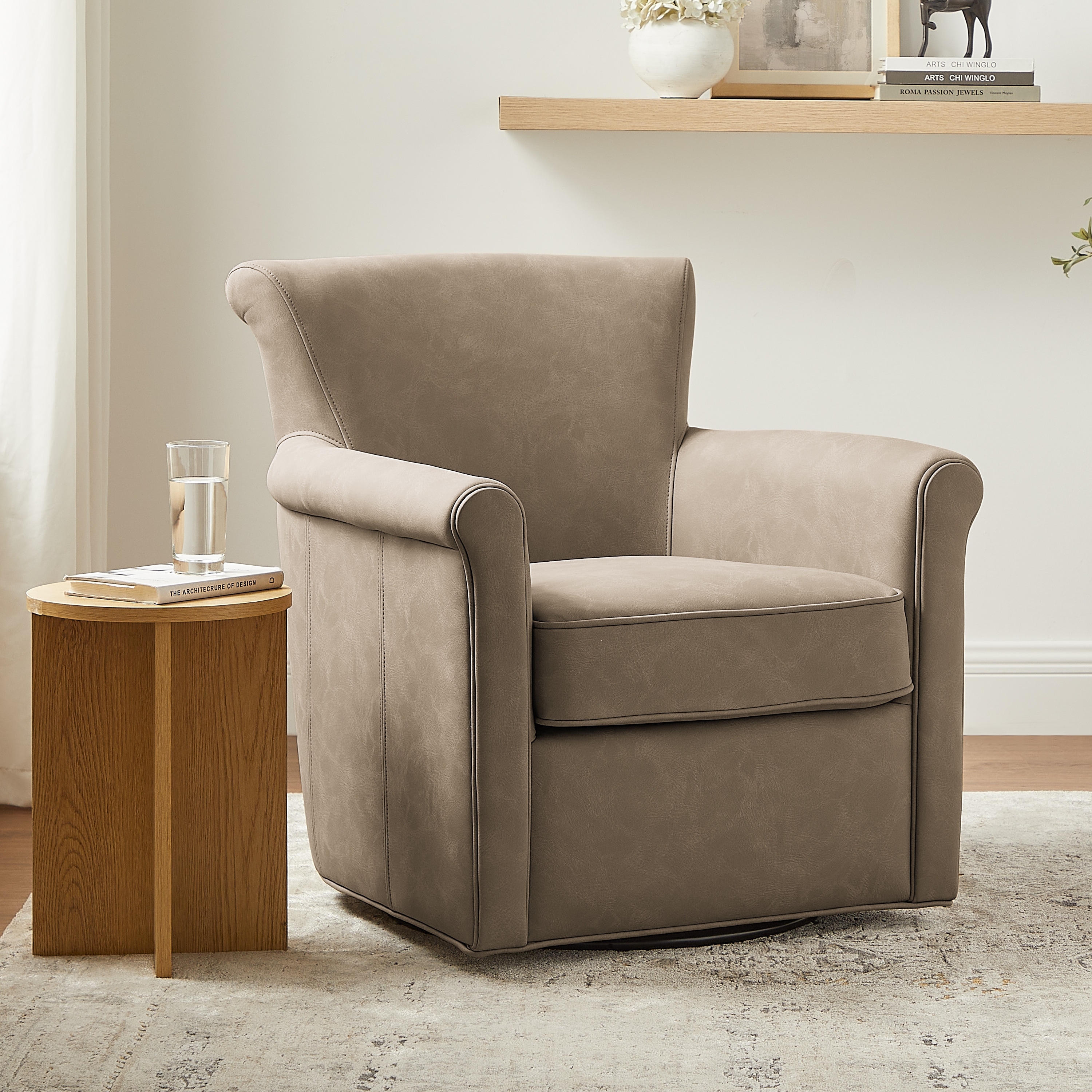 Whitby Faux Leather Upholstered Swivel Accent Chair