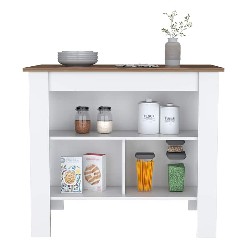 Cortes Kitchen Island 2-Tier Shelf 40" Width and large Work Top