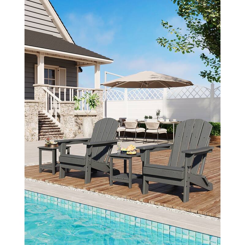 Folding Adirondack Chair, Outdoor Wooden Lounge Chair, Modern Lounger Adirondack Chair Ergonomic Extended Backrest