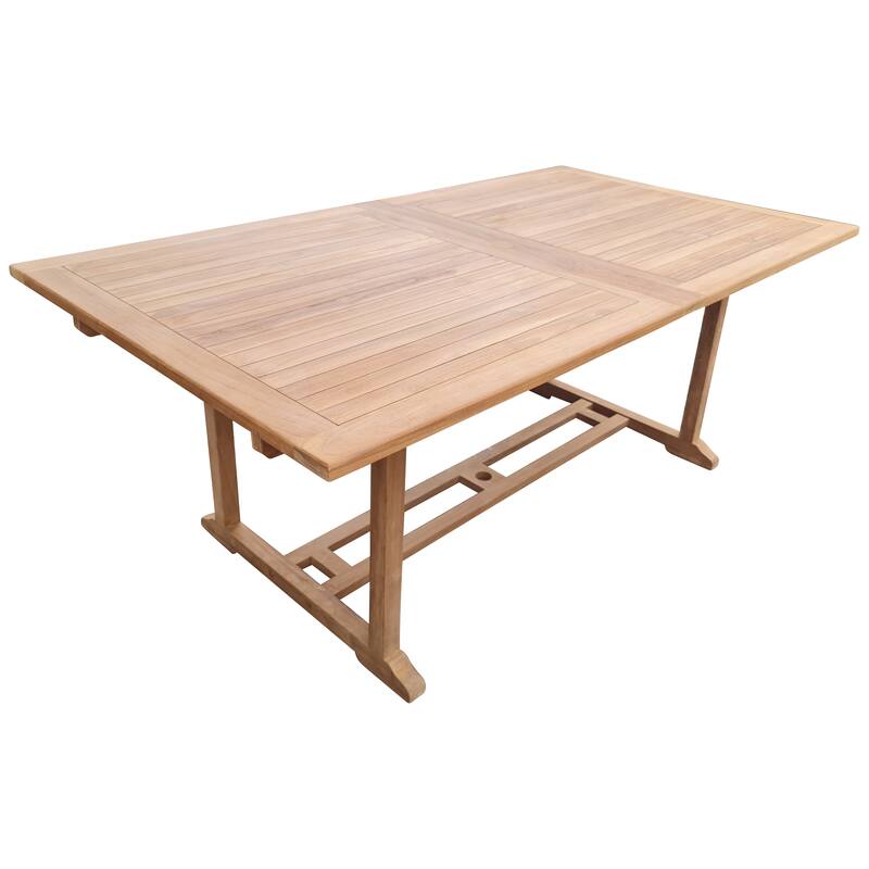 Teak Wood Santa Ana Rectangular Double Extension Dining Table, 78 to 118 inch
