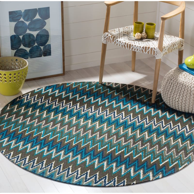 SAFAVIEH Handmade Cedar Brook Sterina Modern Cotton Rug - 5' Round - Teal/Blue