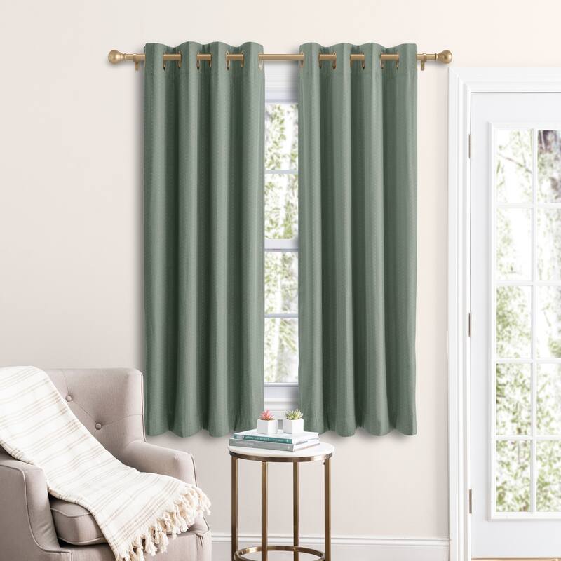 Grand Pointe 54 inch Length Grommet Short Blackout Curtain Panel with Attachable Wand - 54 X 54 - Green