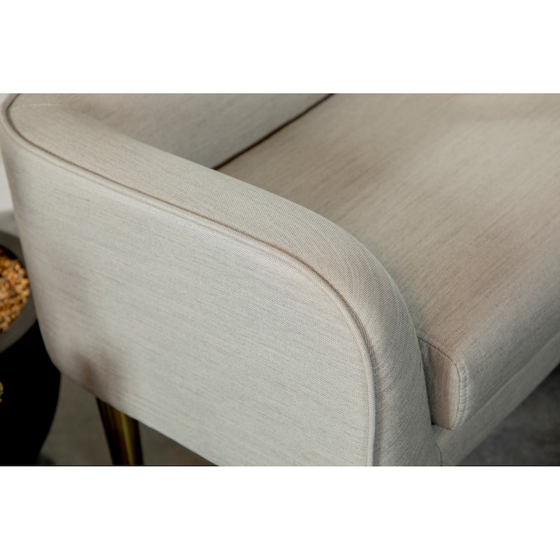 Mid Century Modern Design Light Grey Upholstered Accent Bench