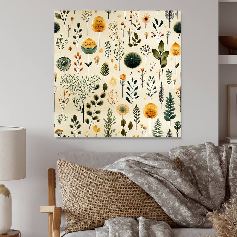 Designart "Earthy Zen Garden" Plants Gloss Wall Decor Green - Bohemian Acrylic Wall Art For Bedroom