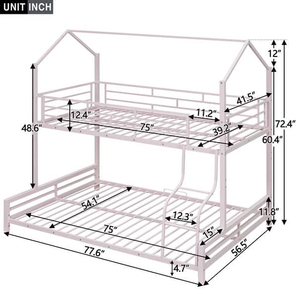 dimension image slide 0 of 3, Metal House Bunk Bed