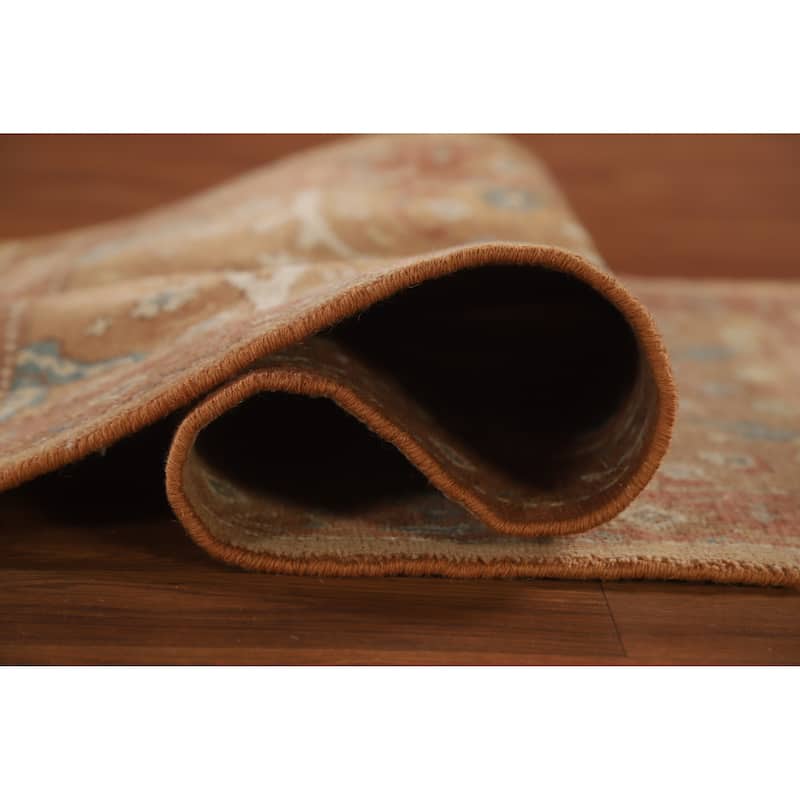 Hand Knotted Oriental 100% Wool Carpet Transitional Floral Brown Oushak Area Rug - 4' 0'' X 2' 1''