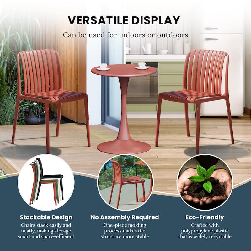 Frond and Form Outdoor Patio Stacking Dining Side Chair (Set of 2)