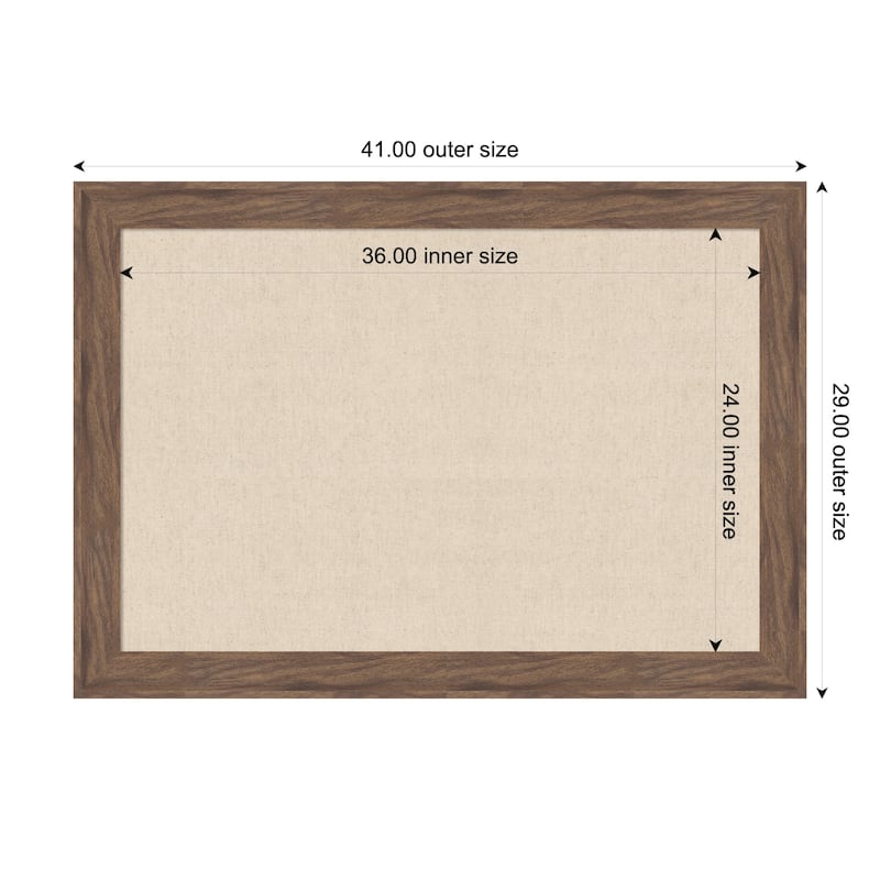 Amanti Art Framed Fabric Pinboard Natural Linen Printed Bulletin Board - Board Size 36 x 24 - Pia Medium Brown