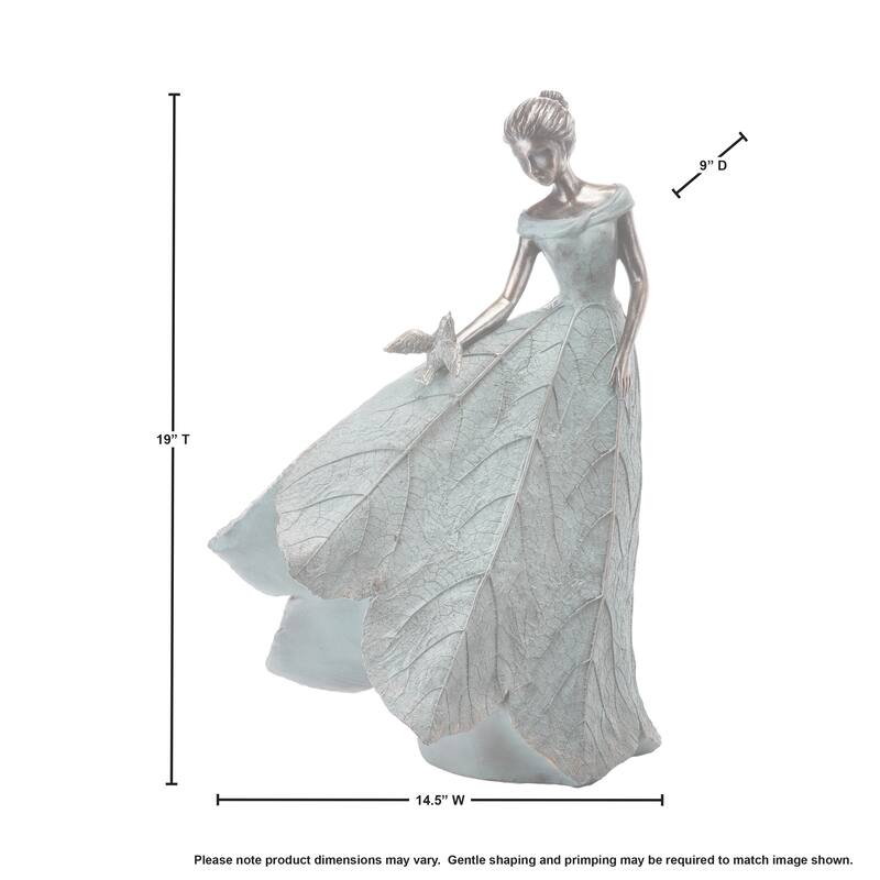 Polystone Standing Leaf Dress Lady 19"T