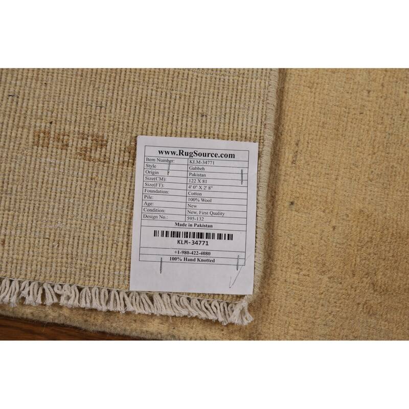 Modern Gabbeh Oriental Rug Hand-Knotted Wool Carpet - 2'8"x 4'0"