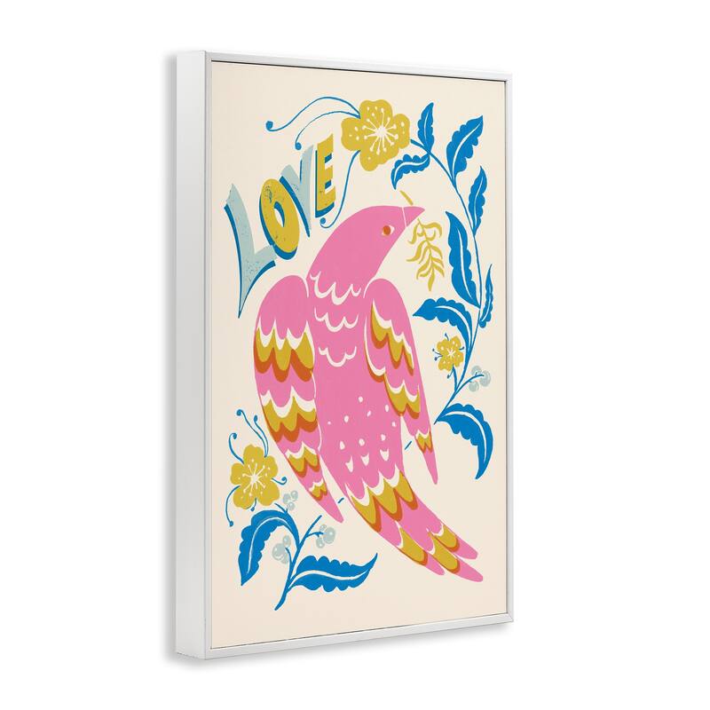 Stupell Groovy Folk Love Bird Framed Giclee Art Design By Hannah Moren