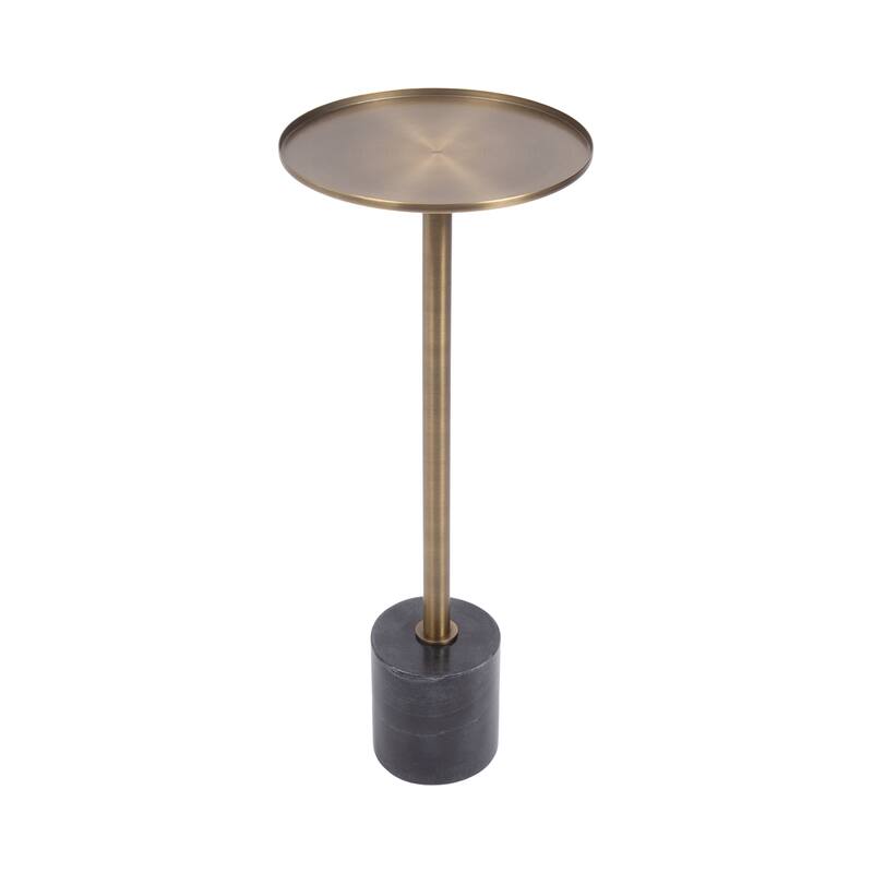 Kate and Laurel Vanora Metal and Marble Drink Table - 10x10x24 - Black/Gold