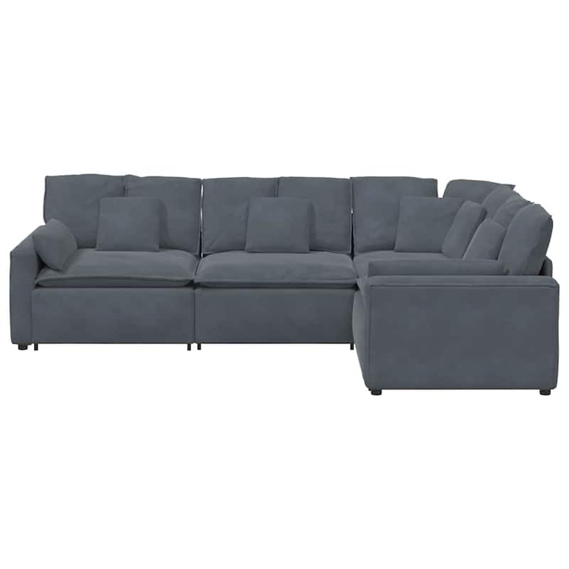 vidaXL Modular Sofa Dark Grey Velvet (100% Polyester), Foam, Metal - 85.4 x 124.8 x 25.2 in