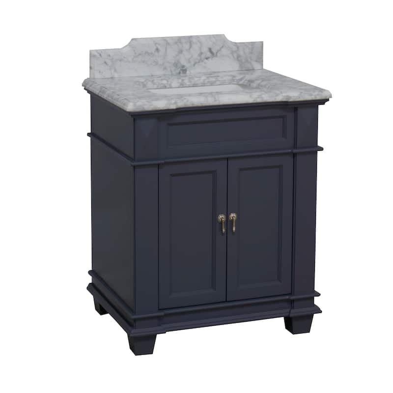 KitchenBathCollection Elizabeth 30" Bathroom Vanity with Carrara Marble Top