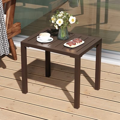 VredHom Outdoor Aluminum Patio Side Table - 18.1 in L * 13.8 in W * 15.7 in H