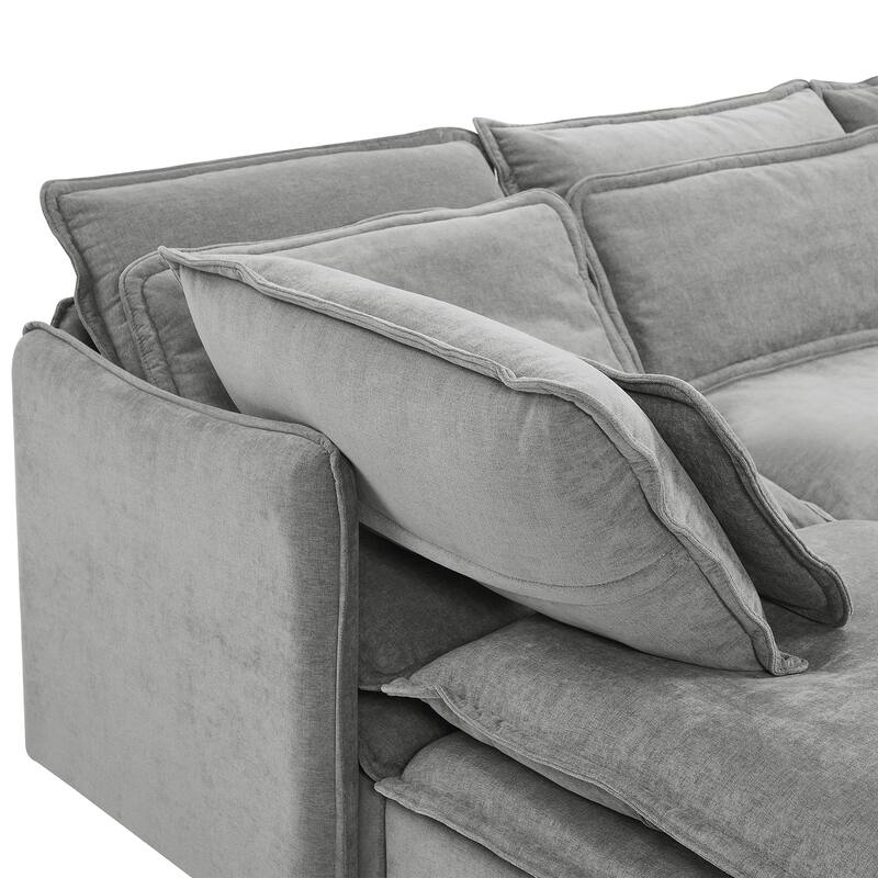 Modular Sectional Sofa, Convertible U Shaped Sofa Couch Set with Storage Ottoman and Double-Layer Cushion