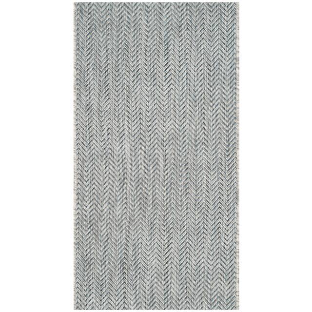 SAFAVIEH Courtyard Carolann Indoor/ Outdoor Waterproof Patio Backyard Rug - 2' x 3'7" - Grey/Navy
