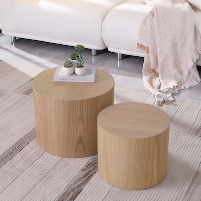 Nesting Side Table Set of 2 with Oak Veneer